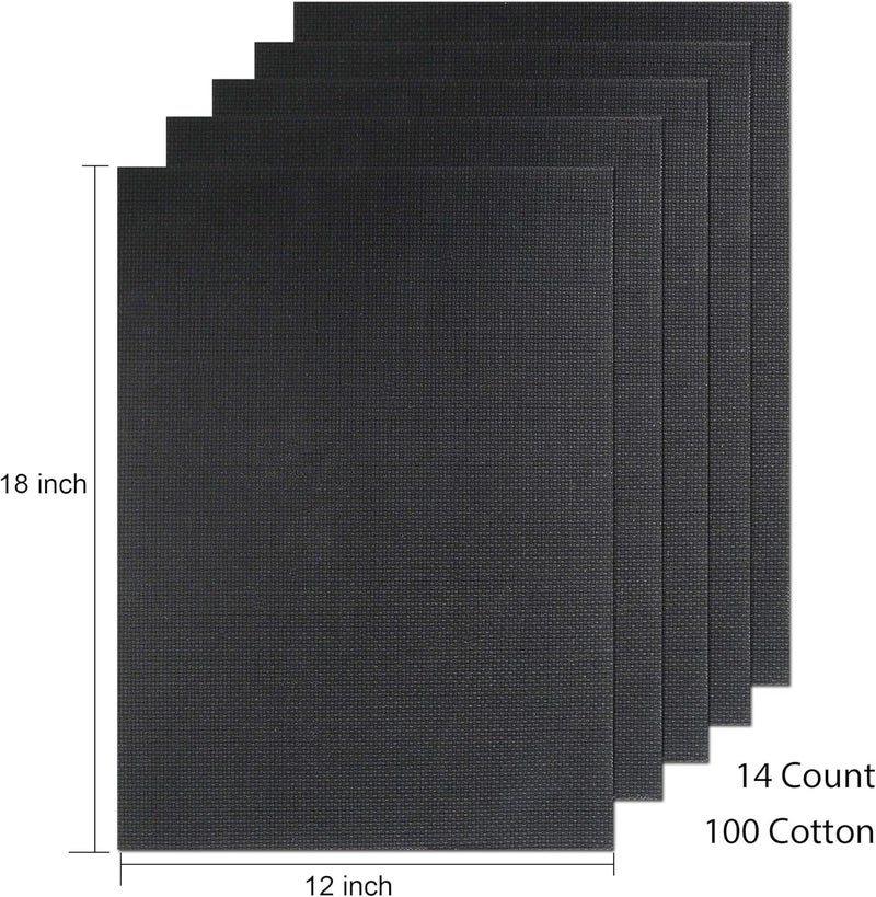 Donmon Aida Cloth 14 Count Cross Stitch Fabric,12×18inch,5Pcs (Black) - Image 4